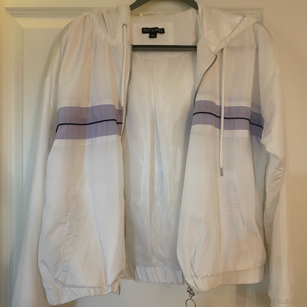 White & Purple Riley & James Zip-Up Windbreaker (Large)